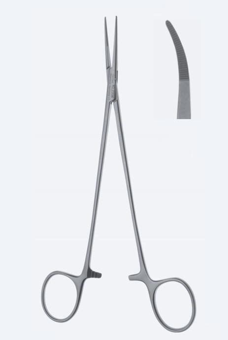 Зажими гемостатичні Micro-Jacobson надзвичайно делікатні, вигнуті, зубчаті щелепи, з кремальєрою, довжина 185 мм. Бренд - Asanus Medizintechnik Gmb, Німеччина